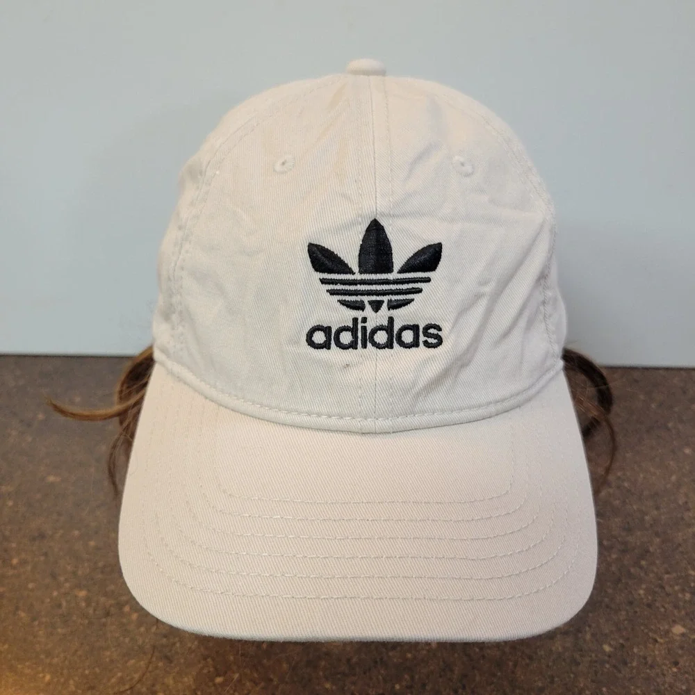 Adidas Baseball Cap Mens One Size White 3 Stripes Embroidered Logo Strapback Hat